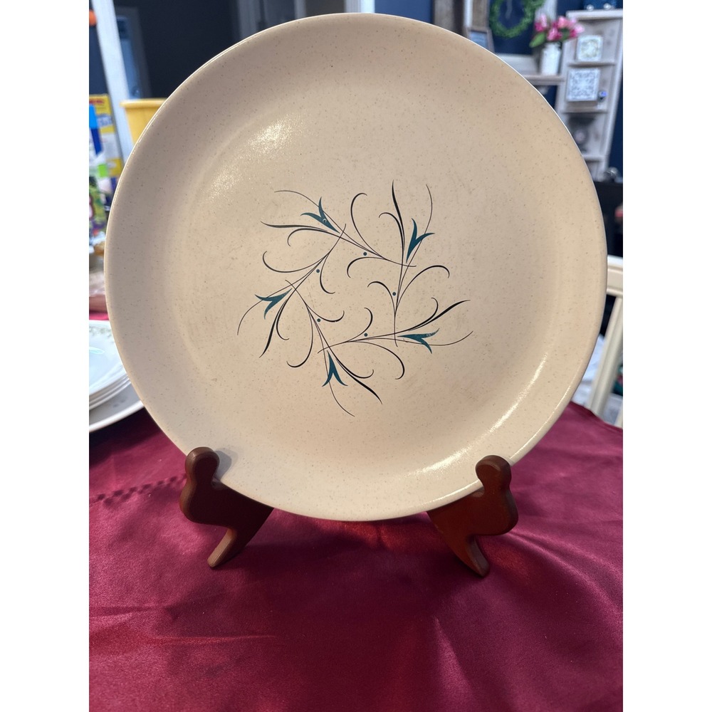 Salem China Free Form Simplicity Dinner Plate MCM Teal Starburst 10 Inch 55 Z